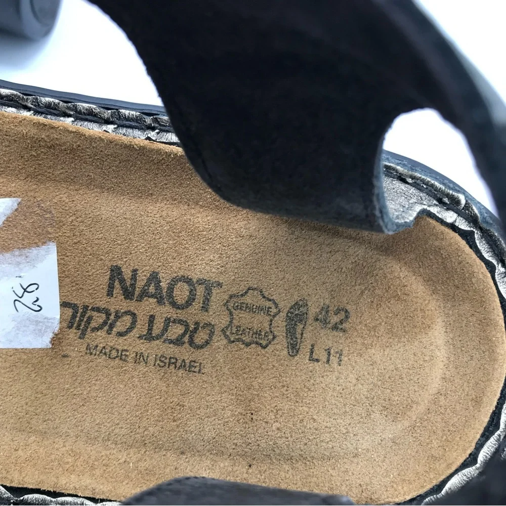 NAOT Cymbal Metallic Gladiator Ankle Strap Flat‎ Leather Sandals Sz 42 US 11 EUC